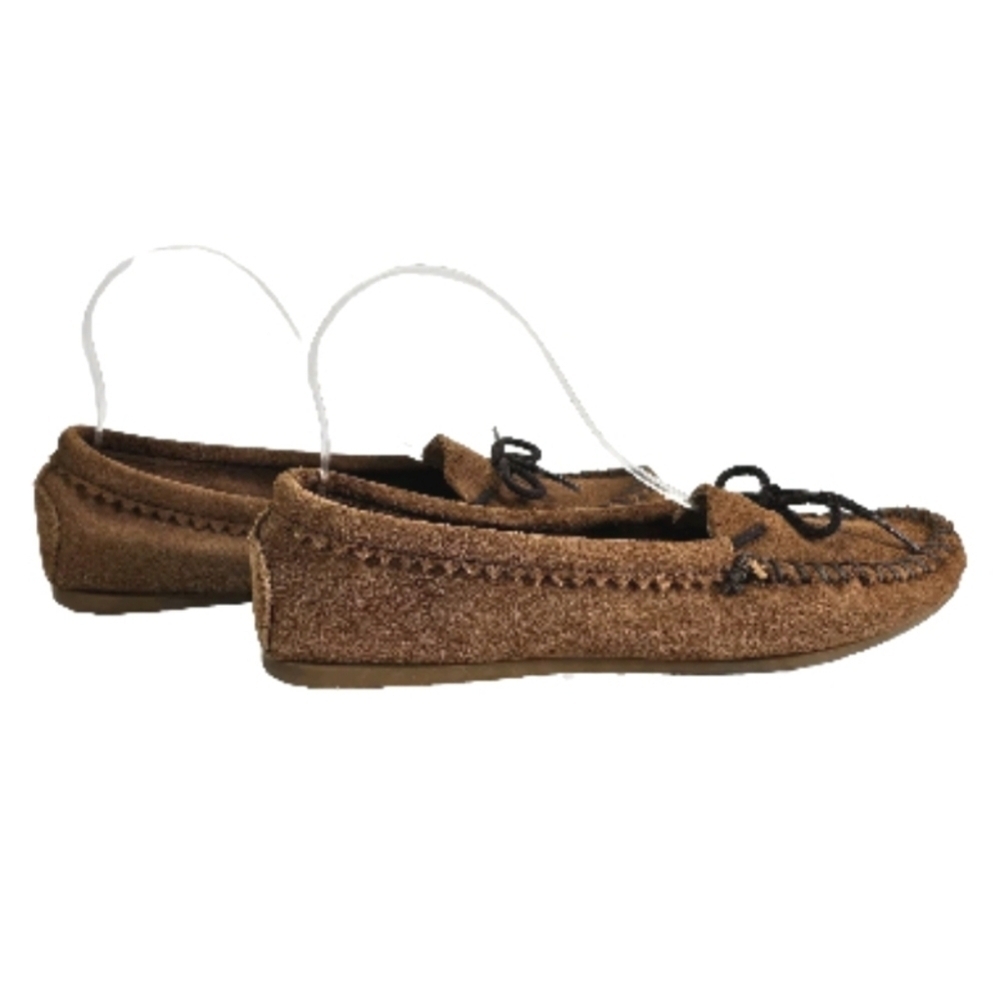 Minnetonka Womens Brown Suede Fringe Moccasins Flat Comfort Slippers Shoes, Sz 8 - Picture 3 of 9